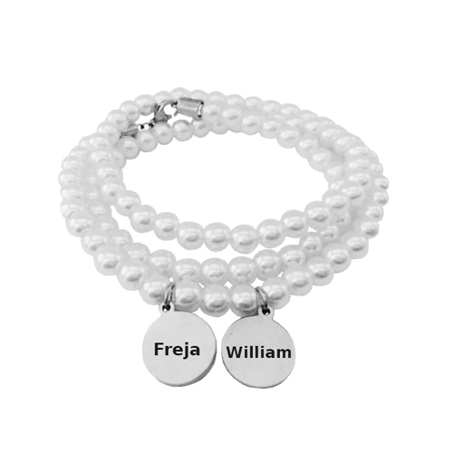 Perlearmbånd i sølv med gravering - Billede 2