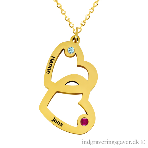 18 karat guldbelagt “dobbelthjerte” halskæde