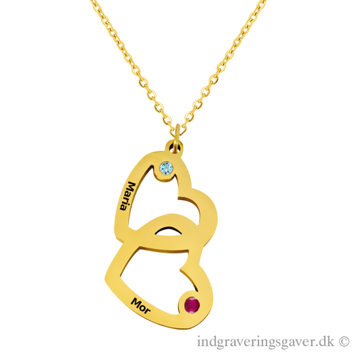 18 karat guldbelagt “dobbelthjerte” halskæde - Billede 2