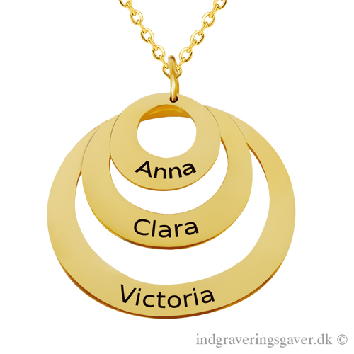 18K Forgyldt Triple-Cirkelhalskæde
